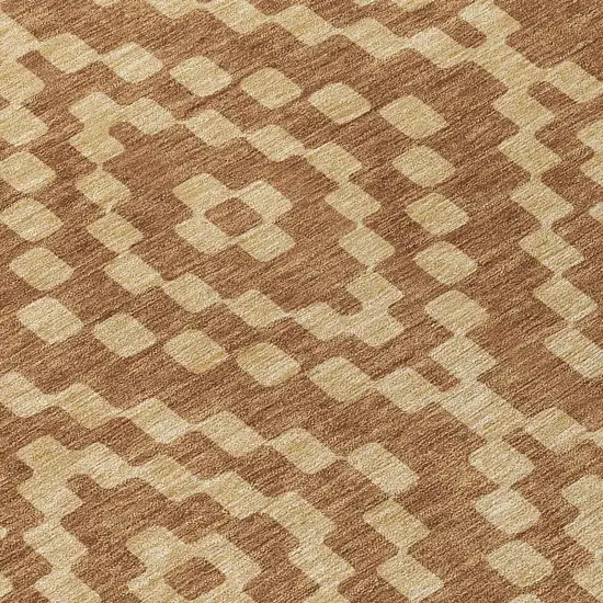 Brown And Beige Geometric Washable Indoor Outdoor Area Rug Photo 8