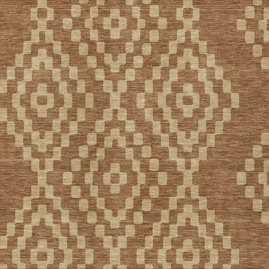 Brown And Beige Geometric Washable Indoor Outdoor Area Rug Photo 6