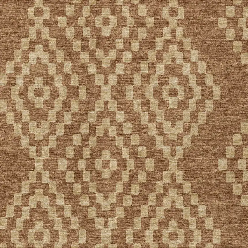 Brown And Beige Geometric Washable Indoor Outdoor Area Rug Photo 6