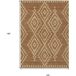 Photo of Brown And Beige Geometric Washable Indoor Outdoor Area Rug