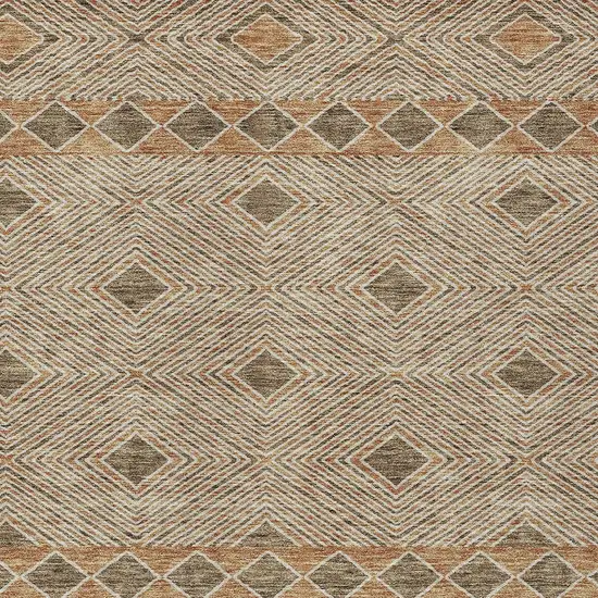 Brown And Beige Geometric Washable Indoor Outdoor Area Rug Photo 9