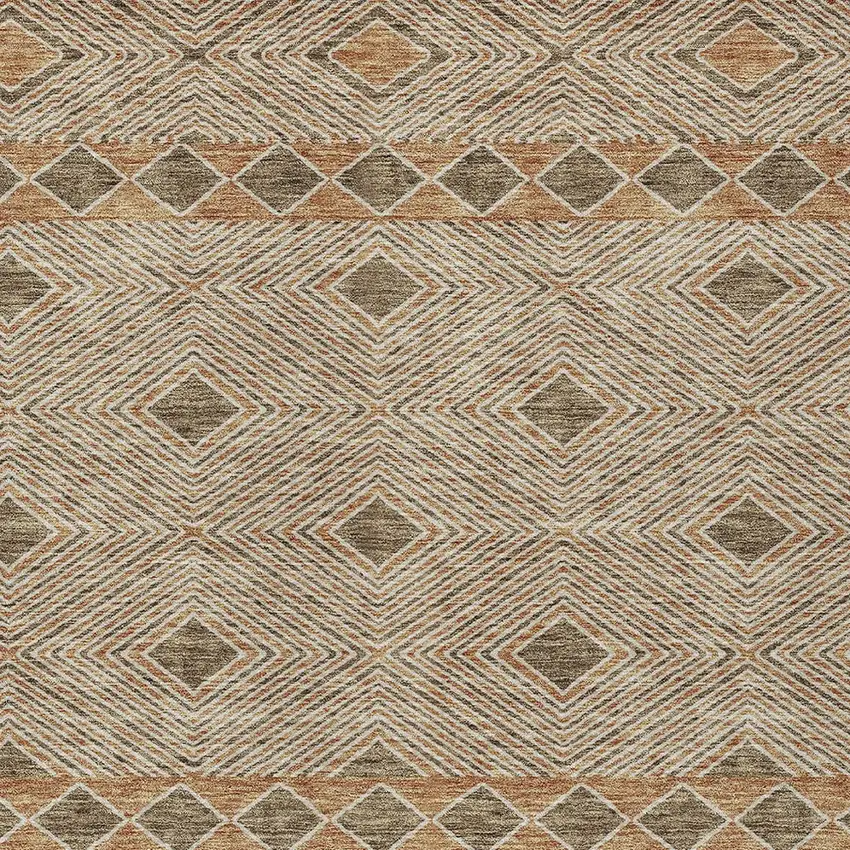 Brown And Beige Geometric Washable Indoor Outdoor Area Rug Photo 9