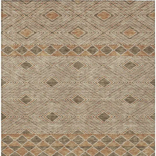Brown And Beige Geometric Washable Indoor Outdoor Area Rug Photo 4