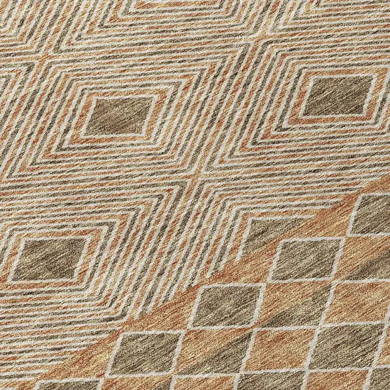 Brown And Beige Geometric Washable Indoor Outdoor Area Rug Photo 7
