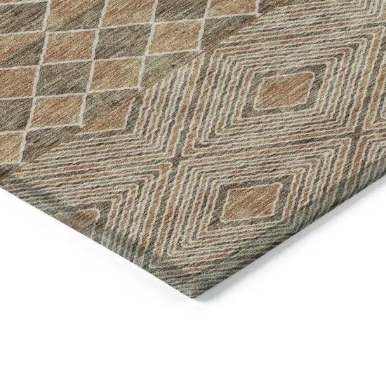 Brown And Beige Geometric Washable Indoor Outdoor Area Rug Photo 6