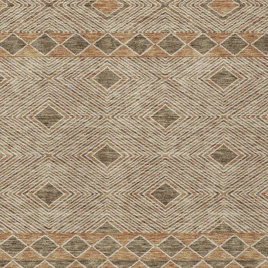 Brown And Beige Geometric Washable Indoor Outdoor Area Rug Photo 8