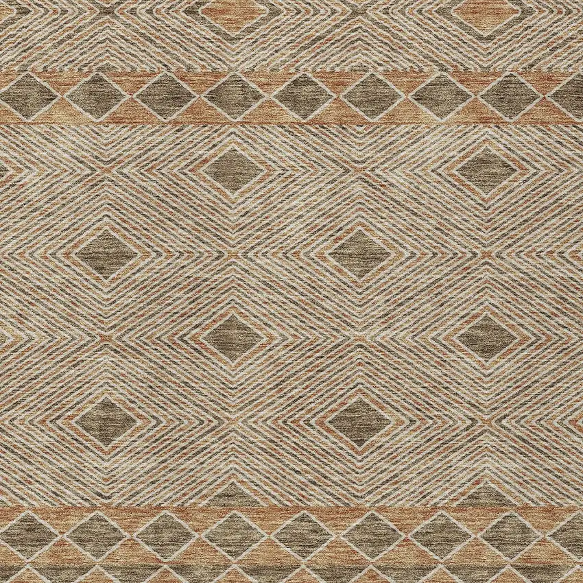 Brown And Beige Geometric Washable Indoor Outdoor Area Rug Photo 8