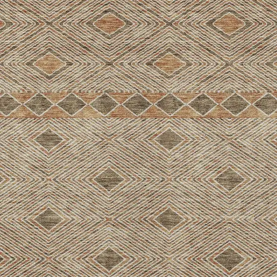 Brown And Beige Geometric Washable Indoor Outdoor Area Rug Photo 7