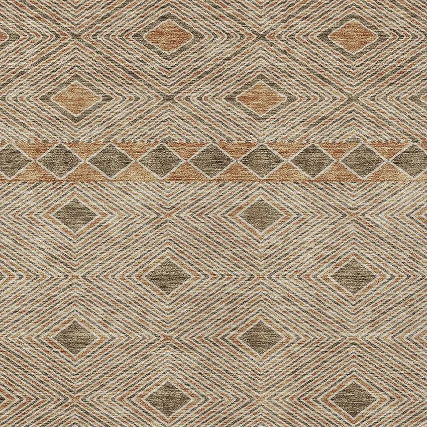 Brown And Beige Geometric Washable Indoor Outdoor Area Rug Photo 7
