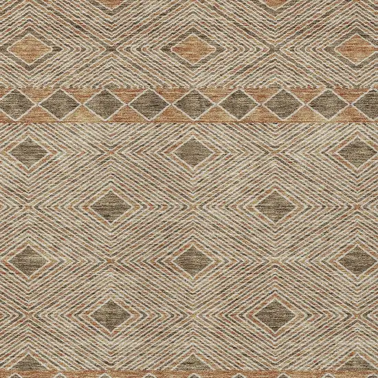 Brown And Beige Geometric Washable Indoor Outdoor Area Rug Photo 7