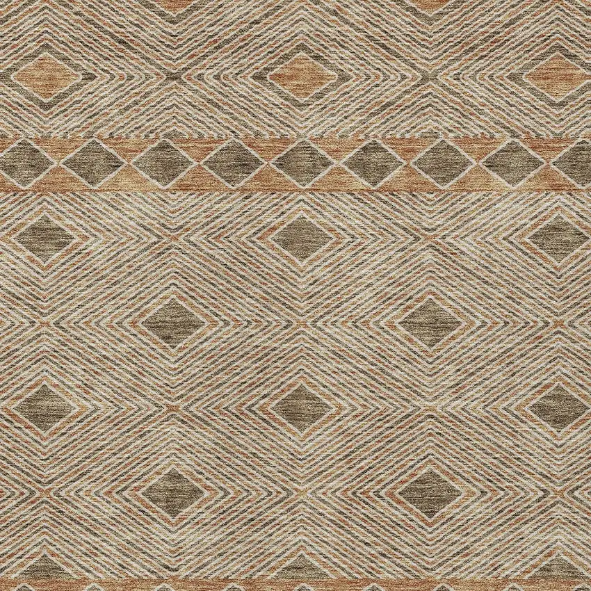 Brown And Beige Geometric Washable Indoor Outdoor Area Rug Photo 7