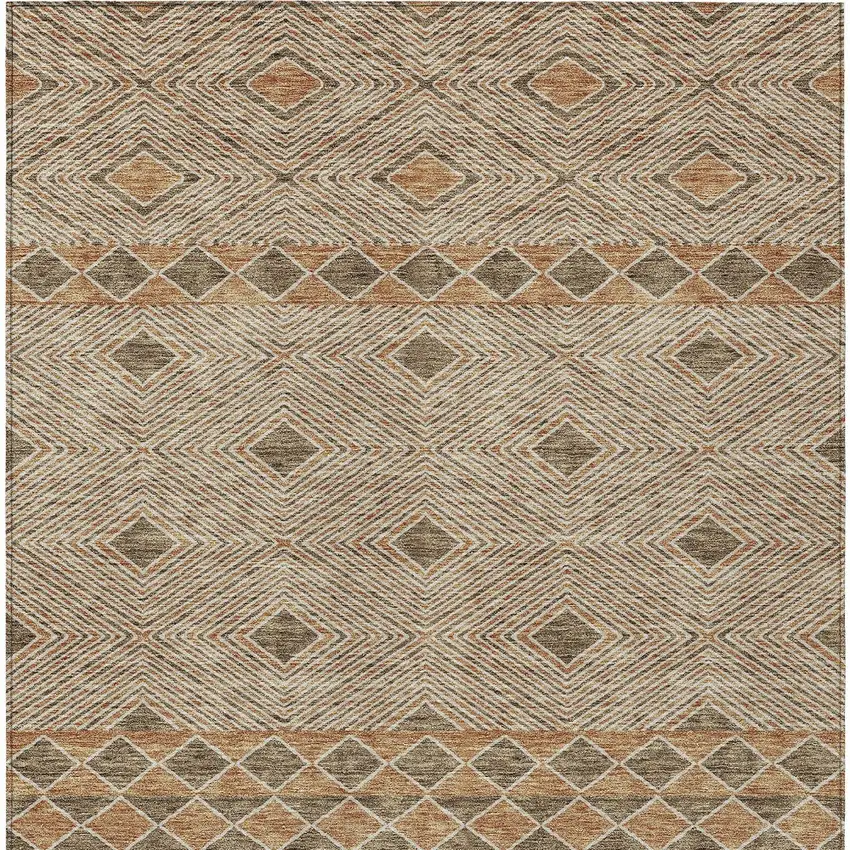 Brown And Beige Geometric Washable Indoor Outdoor Area Rug Photo 8