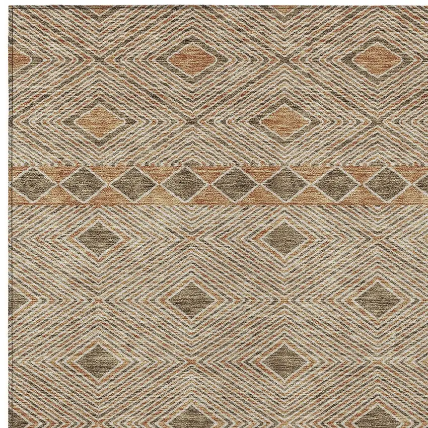 Brown And Beige Geometric Washable Indoor Outdoor Area Rug Photo 7