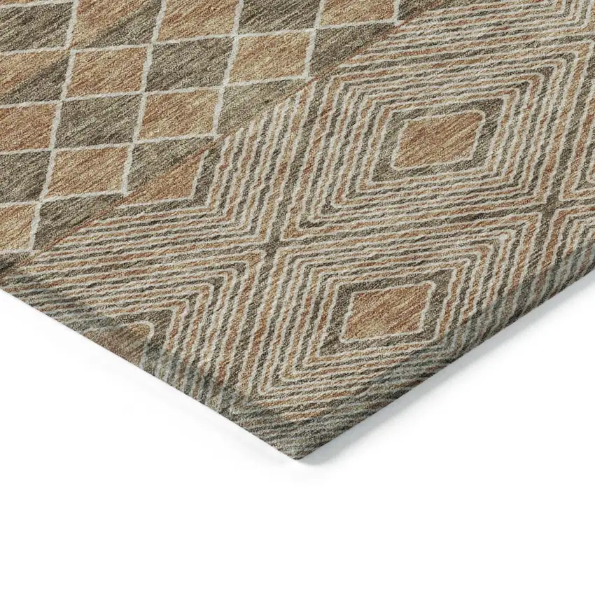 Brown And Beige Geometric Washable Indoor Outdoor Area Rug Photo 5