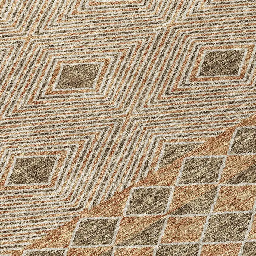 Brown And Beige Geometric Washable Indoor Outdoor Area Rug Photo 6