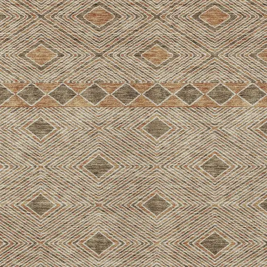Brown And Beige Geometric Washable Indoor Outdoor Area Rug Photo 7