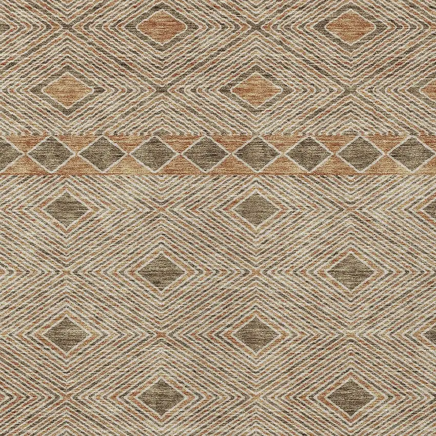 Brown And Beige Geometric Washable Indoor Outdoor Area Rug Photo 7