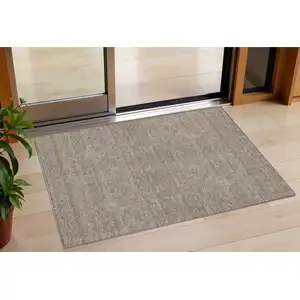 Photo of Brown And Beige Geometric Washable Indoor Outdoor Area Rug