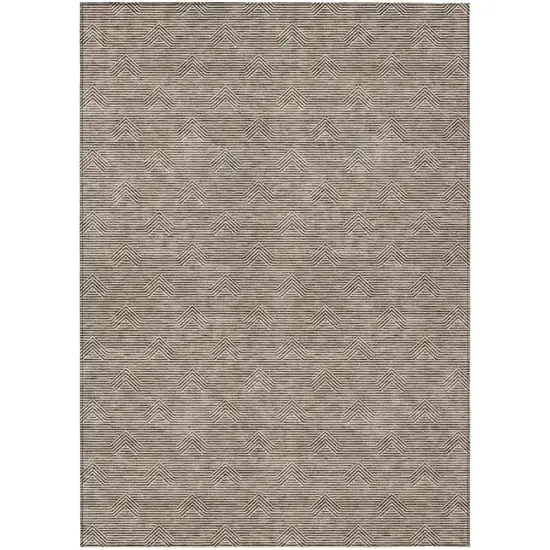 Brown And Beige Geometric Washable Indoor Outdoor Area Rug Photo 2