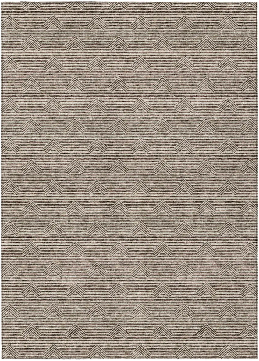 Brown And Beige Geometric Washable Indoor Outdoor Area Rug Photo 2
