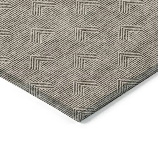 Brown And Beige Geometric Washable Indoor Outdoor Area Rug Photo 5
