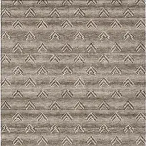 Photo of Brown And Beige Geometric Washable Indoor Outdoor Area Rug