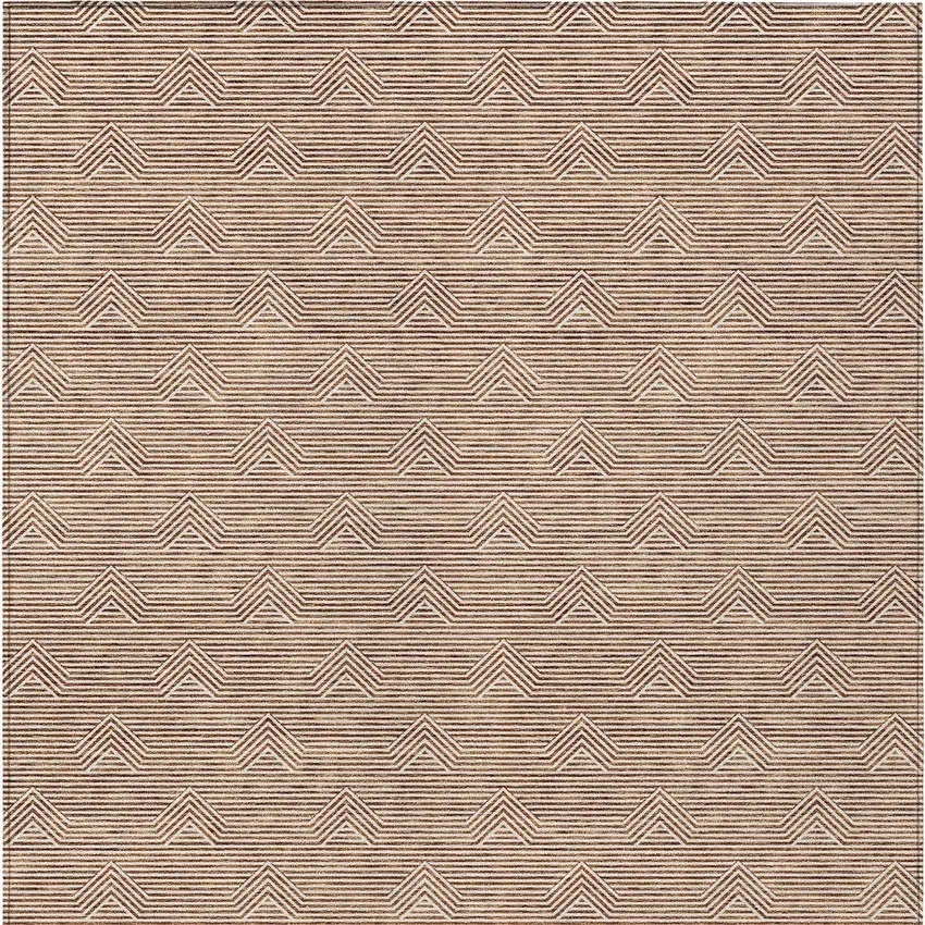 Brown And Beige Geometric Washable Indoor Outdoor Area Rug Photo 8
