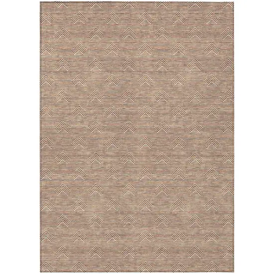 Brown And Beige Geometric Washable Indoor Outdoor Area Rug Photo 2