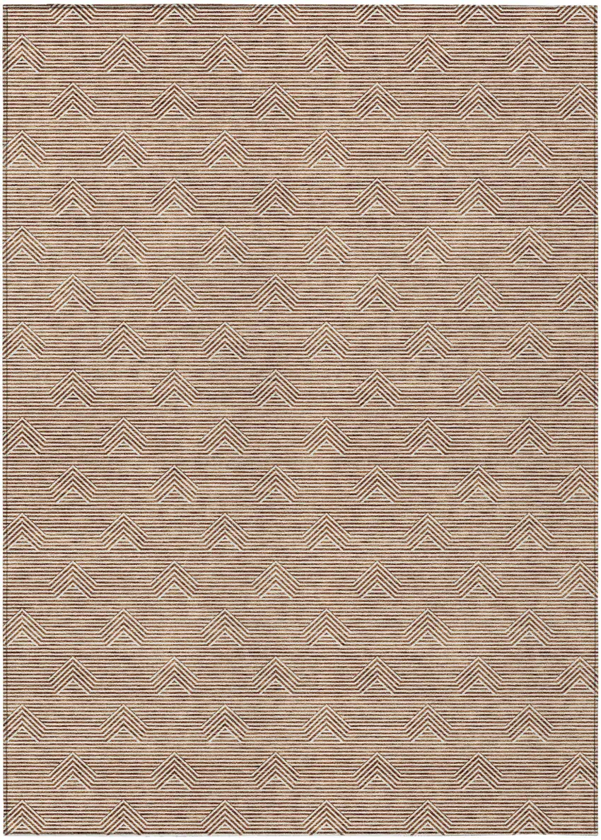 Brown And Beige Geometric Washable Indoor Outdoor Area Rug Photo 2