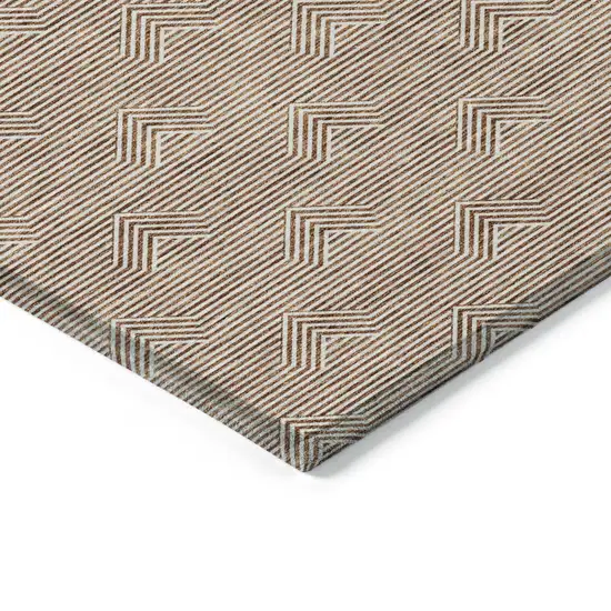 Brown And Beige Geometric Washable Indoor Outdoor Area Rug Photo 5