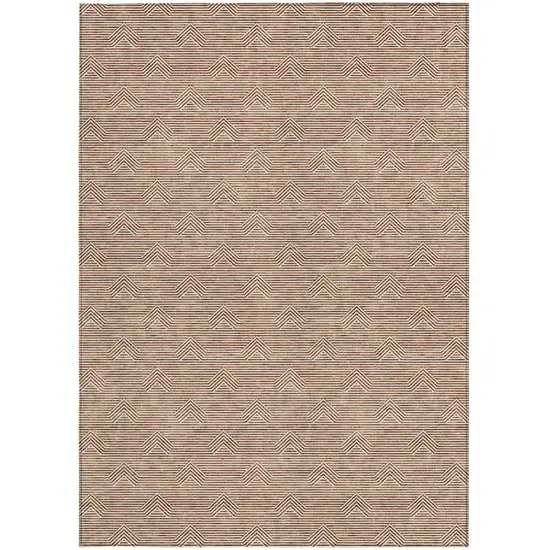 Brown And Beige Geometric Washable Indoor Outdoor Area Rug Photo 8