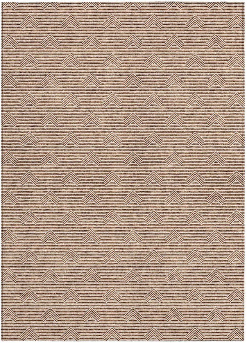 Brown And Beige Geometric Washable Indoor Outdoor Area Rug Photo 8