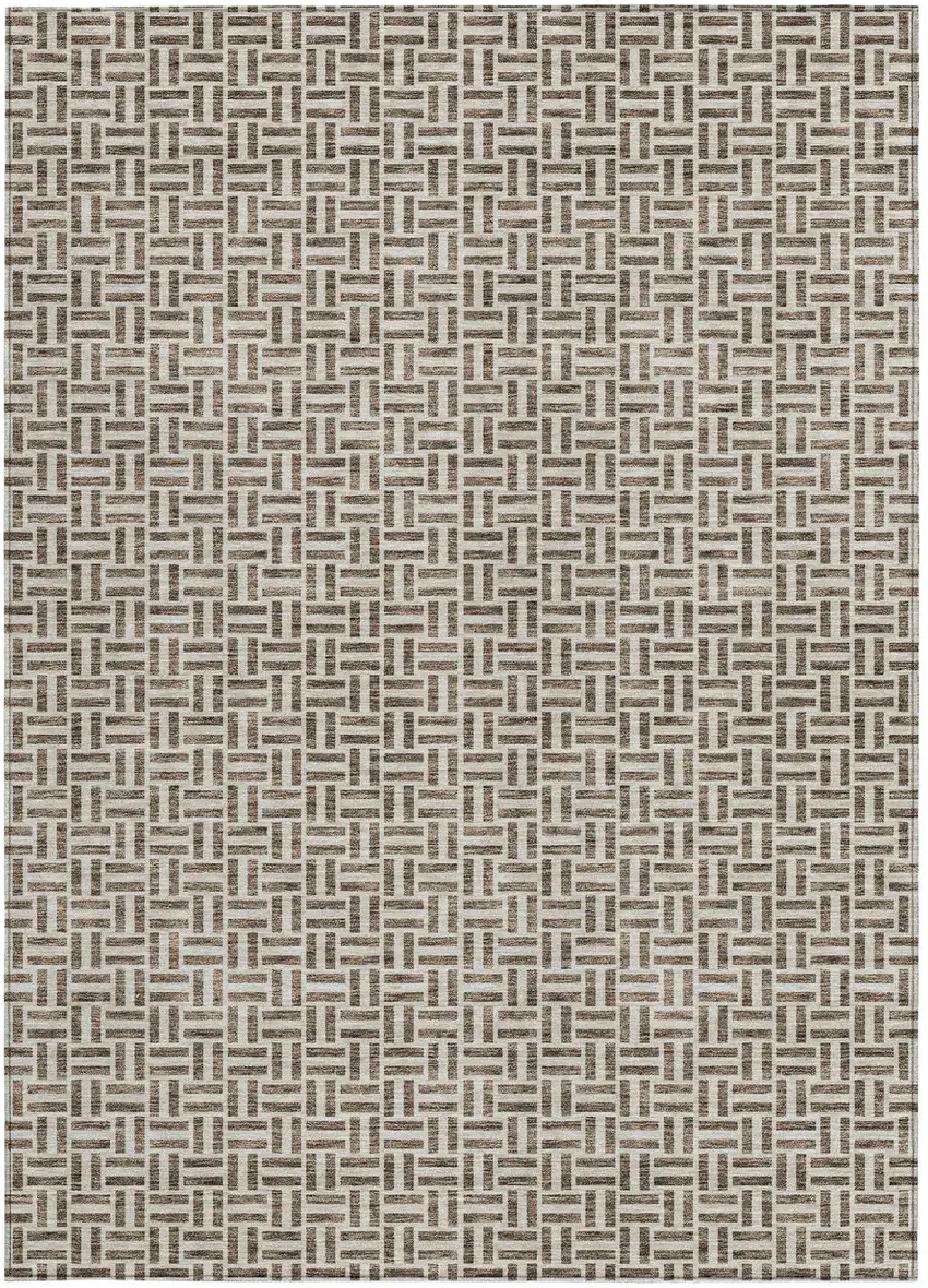 Brown And Beige Geometric Washable Indoor Outdoor Area Rug Photo 7