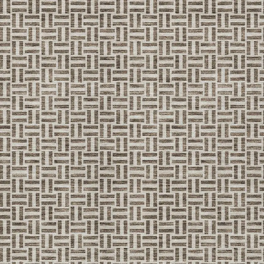 Brown And Beige Geometric Washable Indoor Outdoor Area Rug Photo 7