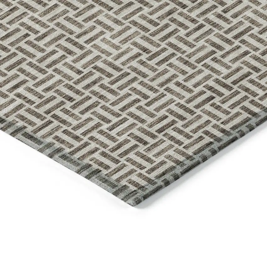 Brown And Beige Geometric Washable Indoor Outdoor Area Rug Photo 5