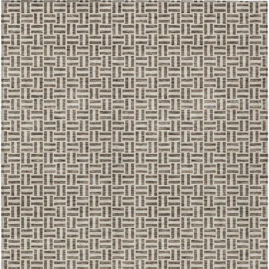 Brown And Beige Geometric Washable Indoor Outdoor Area Rug Photo 8