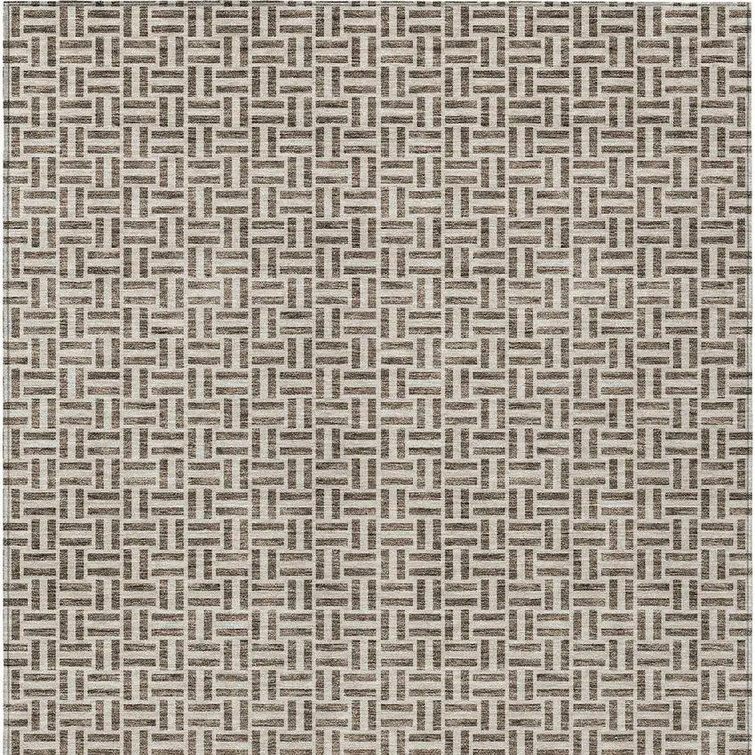 Brown And Beige Geometric Washable Indoor Outdoor Area Rug Photo 8