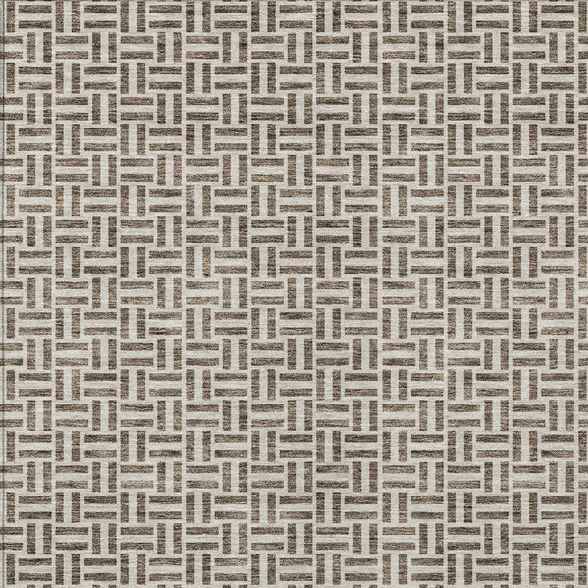 Brown And Beige Geometric Washable Indoor Outdoor Area Rug Photo 7