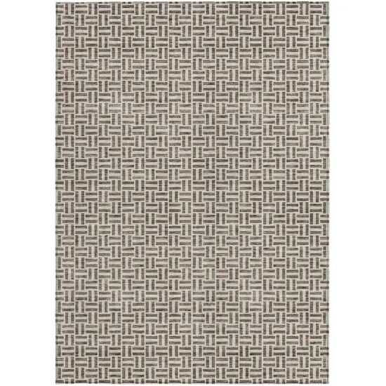 Brown And Beige Geometric Washable Indoor Outdoor Area Rug Photo 8