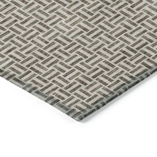 Brown And Beige Geometric Washable Indoor Outdoor Area Rug Photo 5