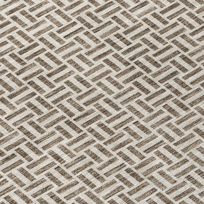 Brown And Beige Geometric Washable Indoor Outdoor Area Rug Photo 6