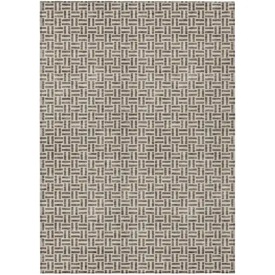 Brown And Beige Geometric Washable Indoor Outdoor Area Rug Photo 2