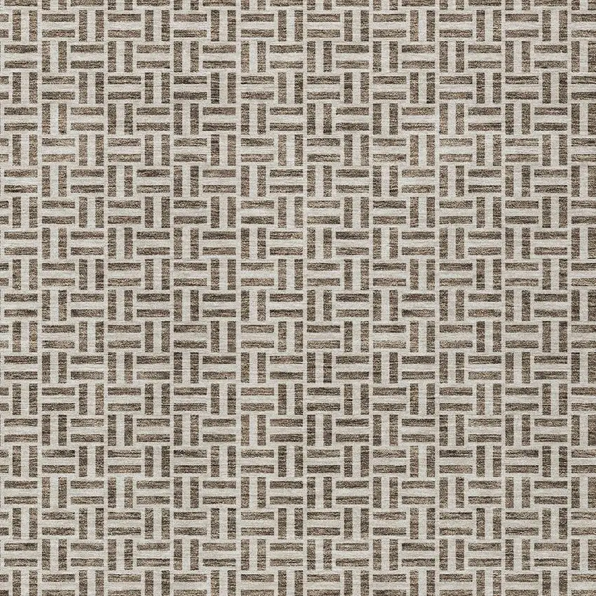 Brown And Beige Geometric Washable Indoor Outdoor Area Rug Photo 7