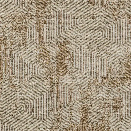 Brown And Beige Geometric Washable Indoor Outdoor Area Rug Photo 7