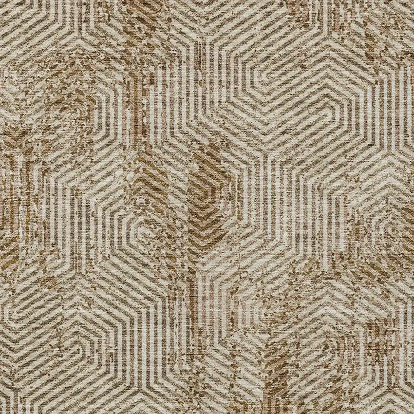 Brown And Beige Geometric Washable Indoor Outdoor Area Rug Photo 7