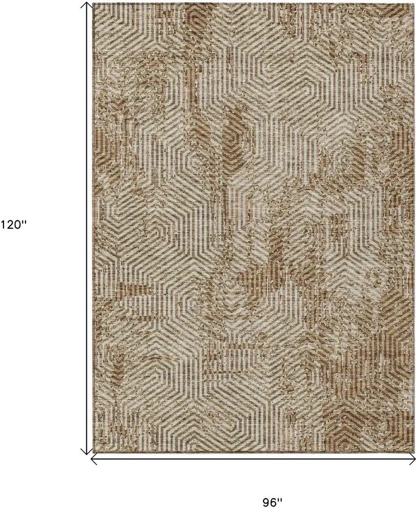 Brown And Beige Geometric Washable Indoor Outdoor Area Rug Photo 3