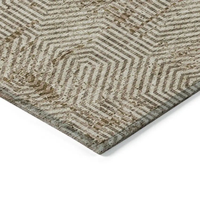 Brown And Beige Geometric Washable Indoor Outdoor Area Rug Photo 5