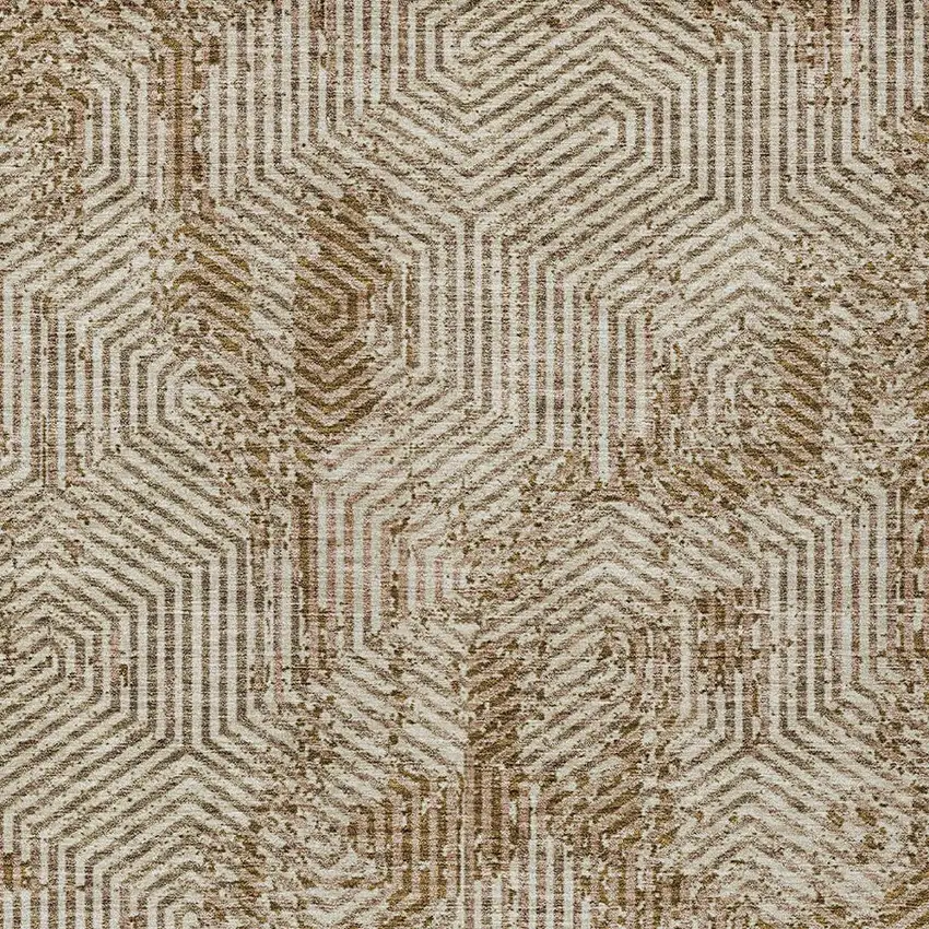 Brown And Beige Geometric Washable Indoor Outdoor Area Rug Photo 7
