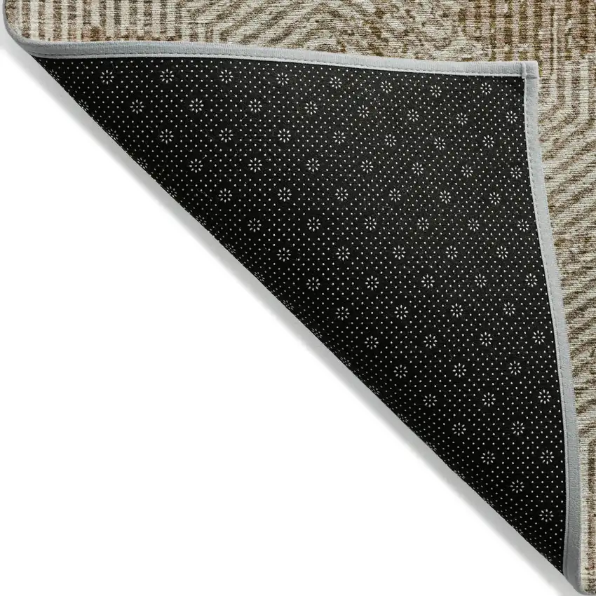 Brown And Beige Geometric Washable Indoor Outdoor Area Rug Photo 4