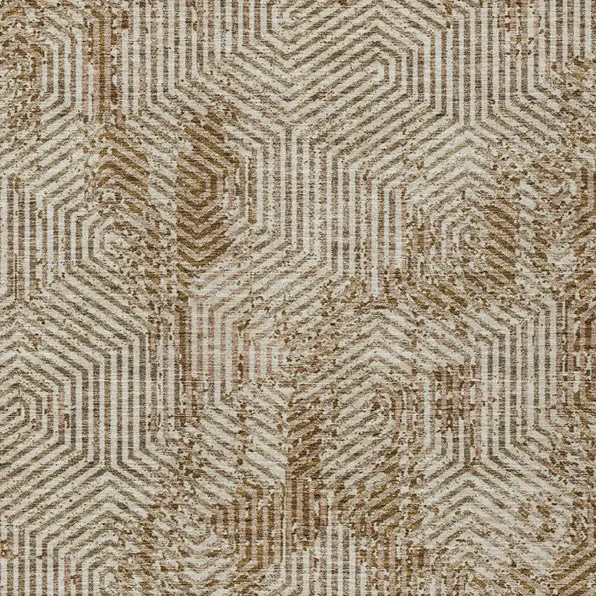 Brown And Beige Geometric Washable Indoor Outdoor Area Rug Photo 7